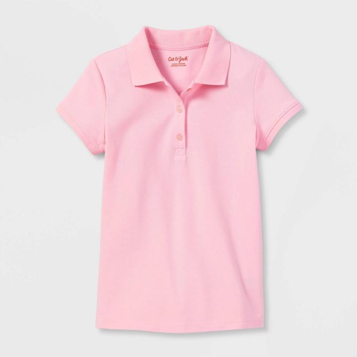 Girls' Short Sleeve Pique Uniform Polo Shirt - Cat & Jack Rose