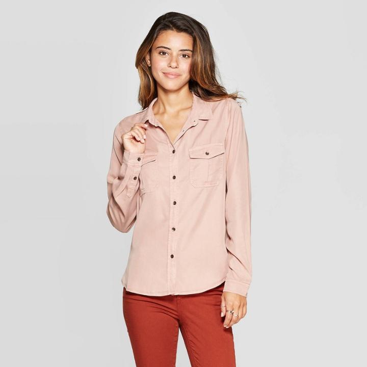 Women's Long Sleeve Collared Button-down Shirt - Universal Thread