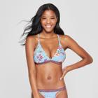 Women's Sport Elastic Triangle Bikini Top - Xhilaration Light Blue Floral D/dd Cup