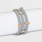 Simulated Leather And Oval Slider Magnetic Multi-strand Bracelet - Universal Thread Gray