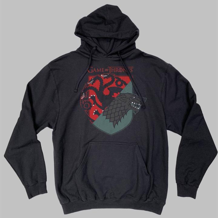 Men's Game Of Thrones Split Shield Fleece Hooded Sweatshirt - Black