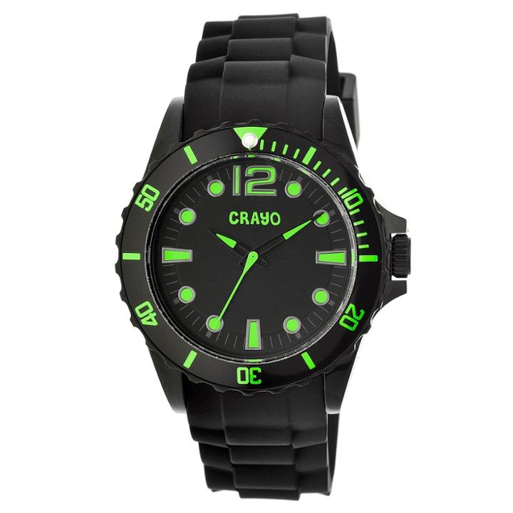 Men's Crayo Fierce Polyurethane Strap Watch-black/lime, Black