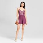 Women's Embroidered Romper - Xhilaration Plum (purple)