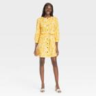 Women's Puff 3/4 Sleeve Shirtdress - Who What Wear Yellow Floral