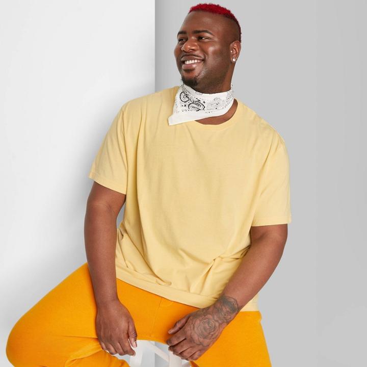 Men's Big & Tall Botanical Dyed Short Sleeve T-shirt - Original Use Yellow