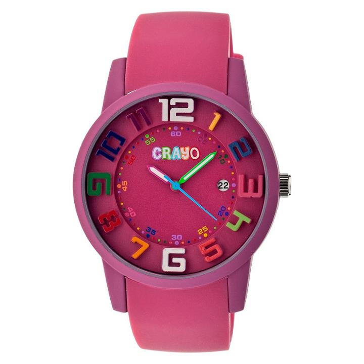 Women's Crayo Festival Watch With 3d Raised Numbers And Date Display-fushia, Pink