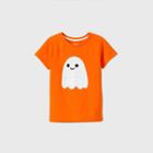 Girls' Short Sleeve Flip Sequin Ghost T-shirt - Cat & Jack Orange