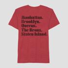 Men's Short Sleeve Manhattan, Brooklyn, Queens, Bronx, Staten Island Graphic T-shirt - Awake Red