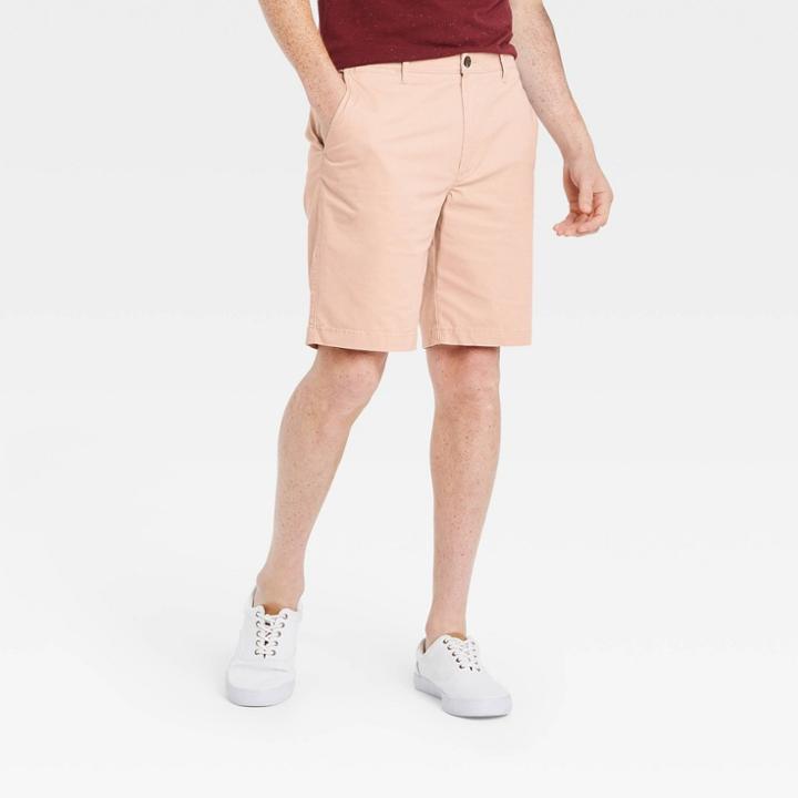 Men's 9 Linden Flat Front Shorts - Goodfellow & Co Heather Peach