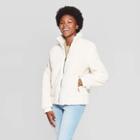 Women's Sherpa Bomber Jacket - Universal Thread Cream M, Women's, Size: