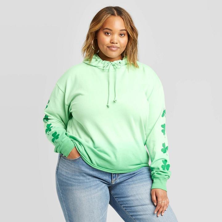 Doe. Women's Clover Plus Size Dip Dye Hoodie - Doe (juniors') - Green 1x, Women's,
