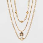 Paperclip And Oval Chain With Sun Charm Trio Necklace - Wild Fable Gold