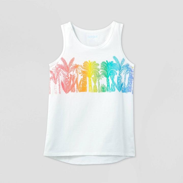 Girls' Palm Trees Graphic Tank Top - Cat & Jack White