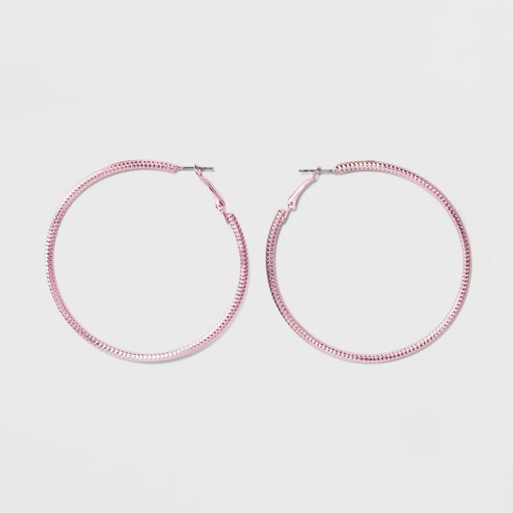 Textured Circle Hoop Earrings - Wild Fable Pink
