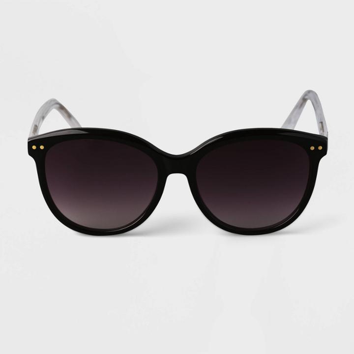 Women's Acetate Round Sunglasses - A New Day Black