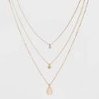 Three Rows Disc Layered Necklace - A New Day Gold, Women's,