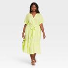 Women's Plus Size Short Sleeve Floral Print Shirtdress - Ava & Viv Black
