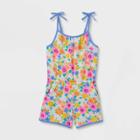 Girls' Sleeveless Printed Knit Romper - Cat & Jack White