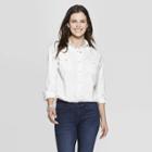 Women's Long Sleeve Collared Western Denim Shirt - Universal Thread White