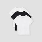 Women's Plus Size Short Sleeve Slim Fit 3pk Bundle T-shirt - A New Day White/white/black