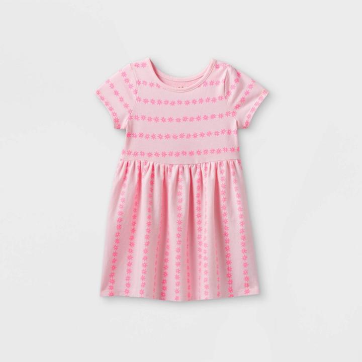 Toddler Girls' Printed Knit Short Sleeve Dress - Cat & Jack Pink