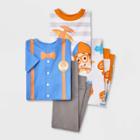 Toddler Boys' 4pc Blippi Uniform And Dino Striped Snug Fit Top And Pants Pajama