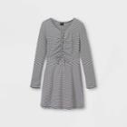 Girls' Cinch Front Long Sleeve Dress - Art Class Black/white