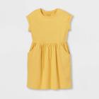 Girls' Printed 100% Cotton Short Sleeve Knit Dress - Cat & Jack Mustard Yellow