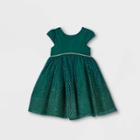 Mia & Mimi Toddler Girls' Glitter Tulle Short Sleeve Dress - Green