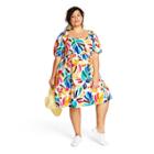 Women's Plus Size Botanical Print Puff Sleeve Mini Dress - Tabitha Brown For Target