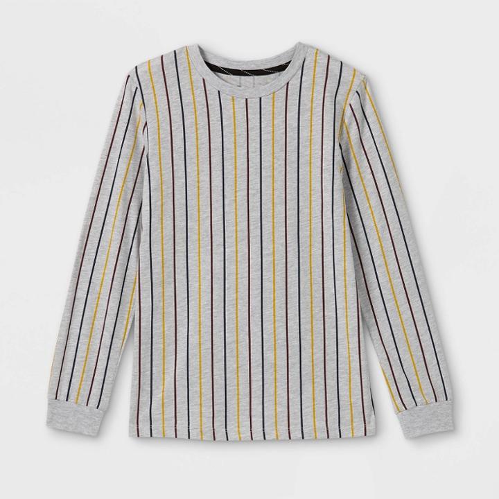 Boys' Vertical Striped Long Sleeve T-shirt - Art Class