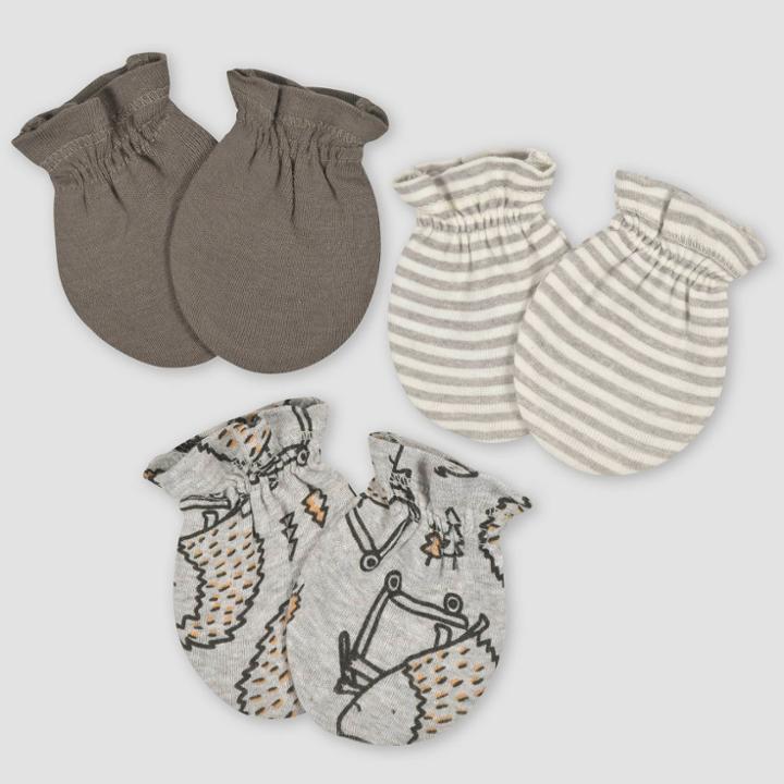 Gerber Baby 3pk Hedgehog Mittens - Navy Blue/gray