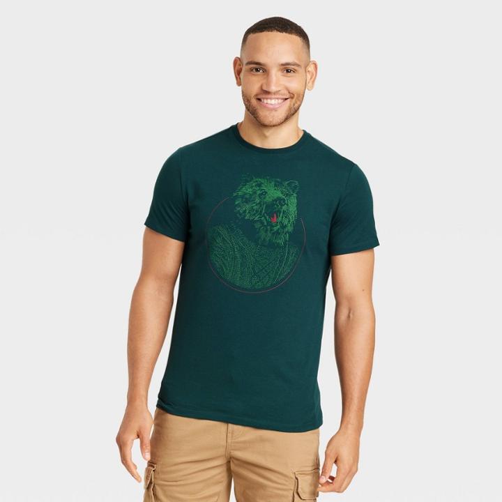 Men's Printed Graphic T-shirt - Goodfellow & Co Dark Green