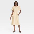 Women's Angel Short Sleeve Smocked Knit Dress - Who What Wear Cream