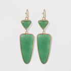 Semi-precious Gold And Jade Geometric Triangle Drop Earrings - Universal Thread Green, Women's