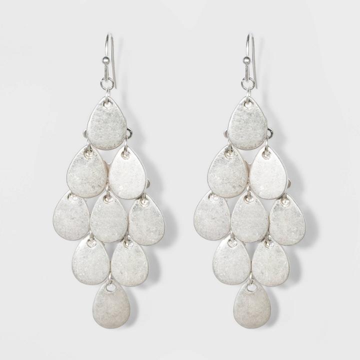 Teardrop Kite Drop Earrings - Universal Thread Silver, Women's,