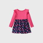 Toddler Girls' Long Sleeve Apple Dress - Cat & Jack Dark Pink