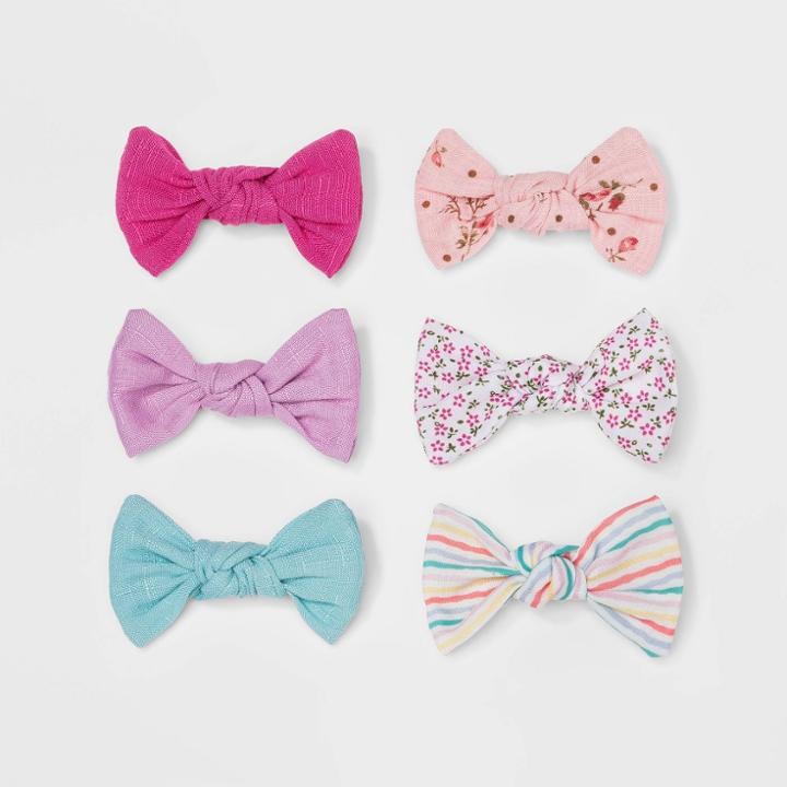 Baby Girls' 6pk Bow_print Hair Clips - Cloud Island