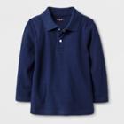 Toddler Boys' Adaptive Long Sleeve Polo Shirt - Cat & Jack Navy 2t, Boy's, Blue
