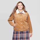 Women's Plus Size Long Sleeve Corduroy Sherpa Jacket - Universal Thread Brown