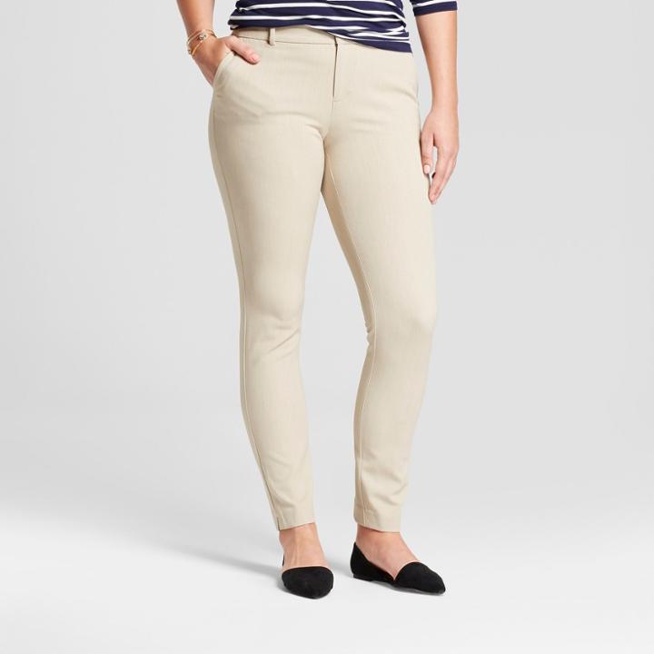 Women's Skinny Curvy Bi-stretch Twill Pants - A New Day Khaki (green) 0l,