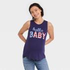 Americana Hello Baby Graphic Maternity Tank Top - Isabel Maternity By Ingrid & Isabel Blue
