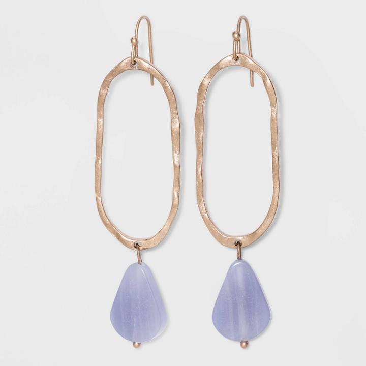 Semi-precious Blue Lace Agate Textured Oval Hoop And Drop Earrings - Universal Thread Blue