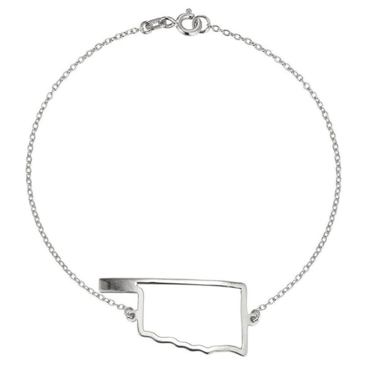 Prime Art & Jewel Sterling Silver Cutout Oklahoma State Bracelet, 7.5, Girl's, Silver/oklahoma