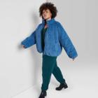 Women's Plus Size Feathered Cord Puffer Jacket - Wild Fable Blue