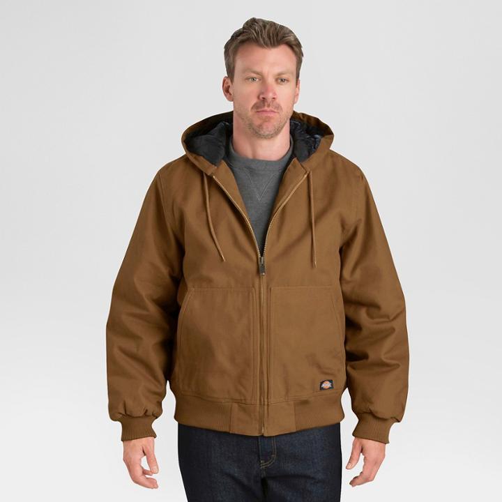 Dickies Men's Tall Sanded Duck Hooded Jacket - Brown Duck