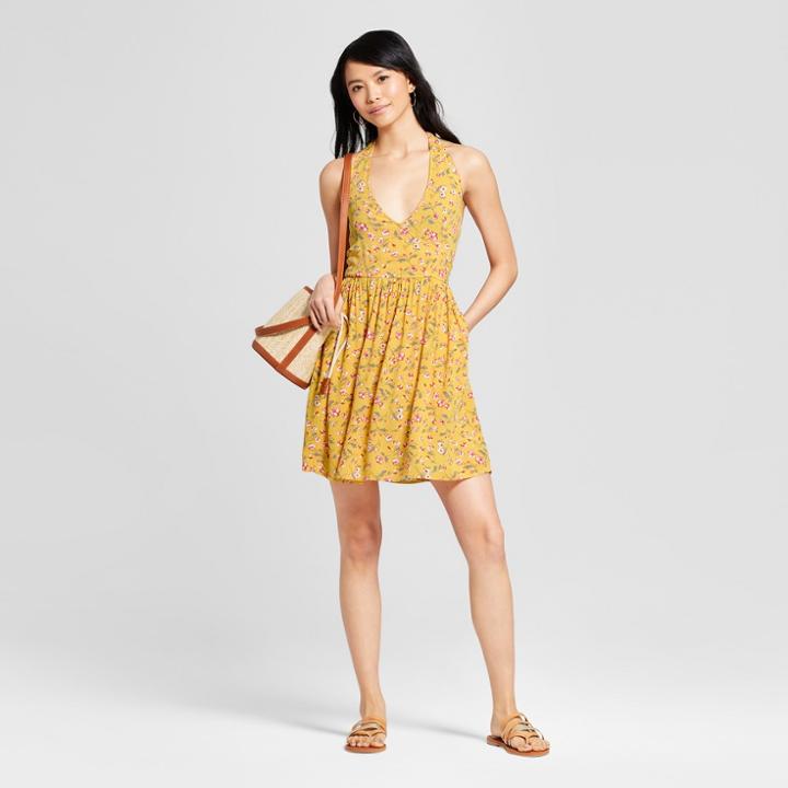 Women's Floral Halter Top Dress - Xhilaration Yellow