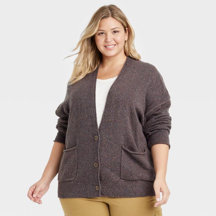 Women's Plus Size Button-front Grandpa Cardigan - Universal Thread Navy