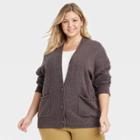 Women's Plus Size Button-front Grandpa Cardigan - Universal Thread Navy