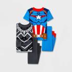Toddler Boys' 4pc Marvel Black Panther And America Captain Snug Fit Pajama